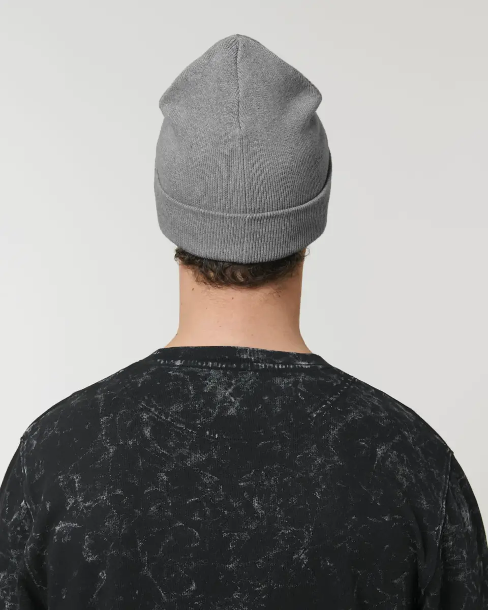 Rib Beanie - mid heather grey