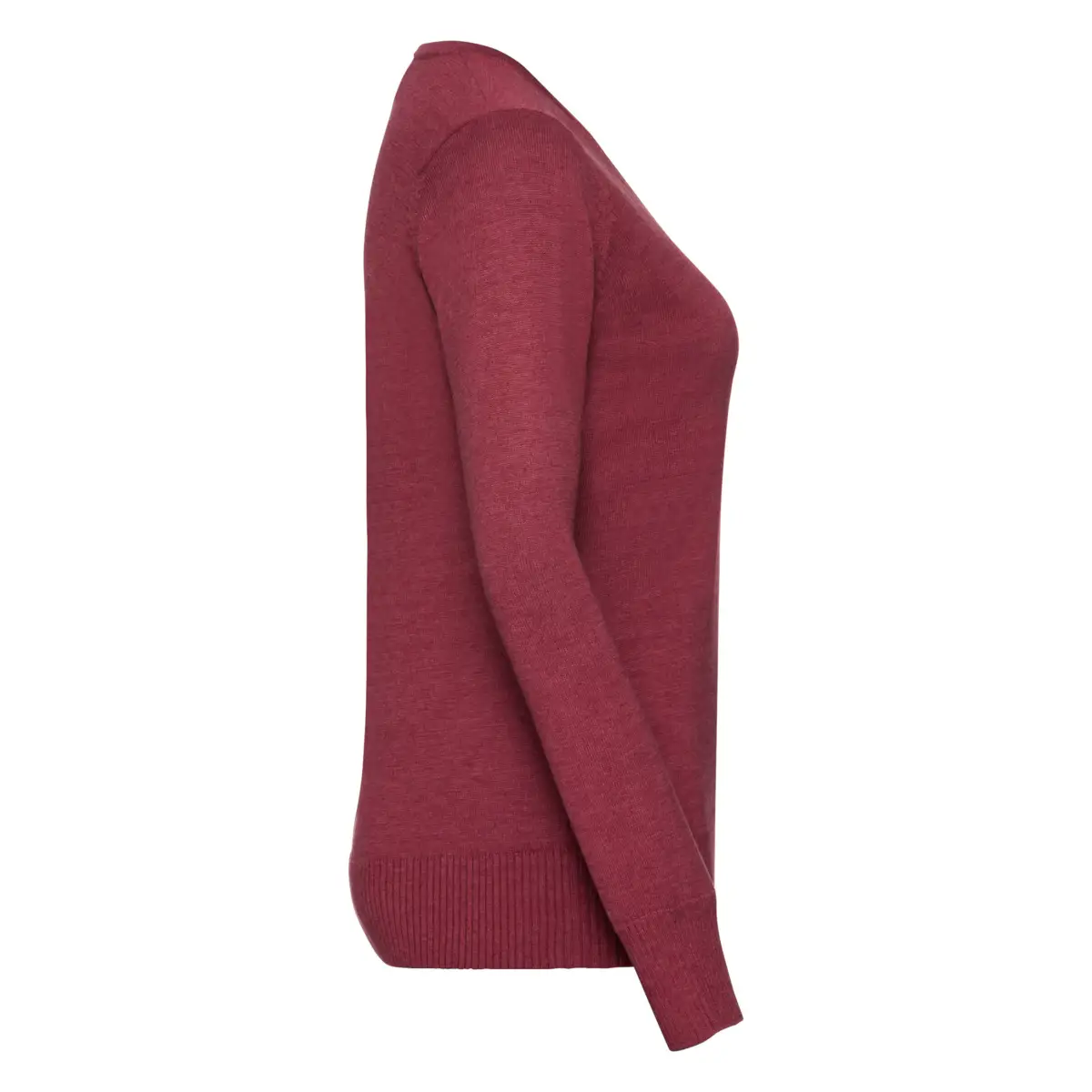 710F JERSEY DE PUNTO CUELLO PICO DE MUJER OUTLET - rojo arándano jaspeado