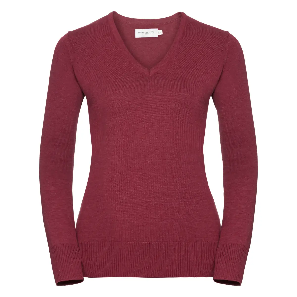 710F JERSEY DE PUNTO CUELLO PICO DE MUJER OUTLET - rojo arándano jaspeado